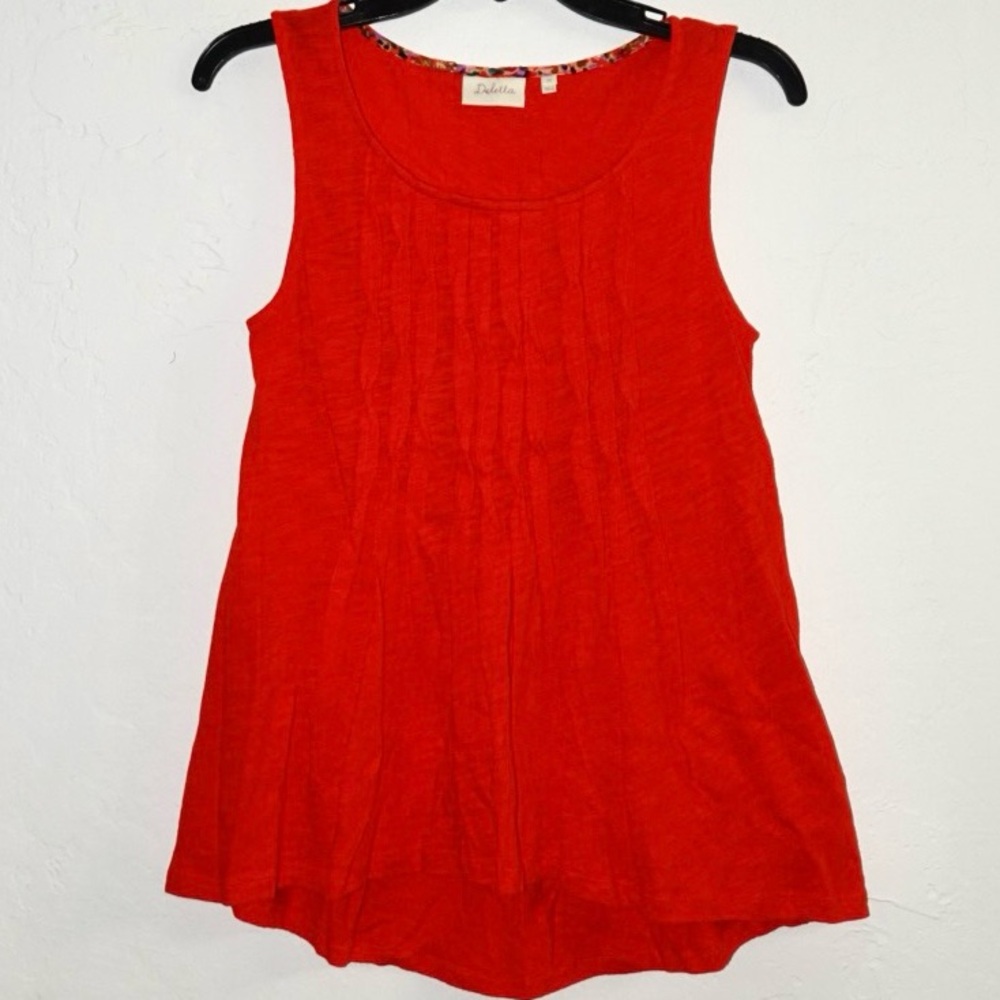 Deletta‎ Red Textured Sleeveless Tank – Size XS, 100% Cotton